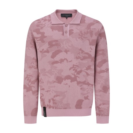 남성 카모플라주 패턴 칼라 니트