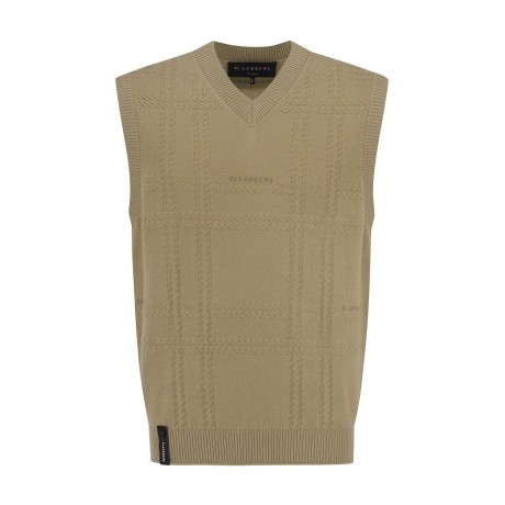 남성 브이넥 체크 니트 베스트