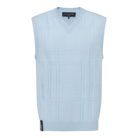 남성 브이넥 체크 니트 베스트