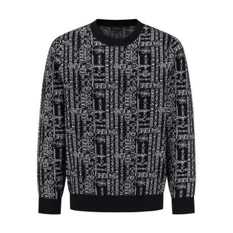 남성 별 심볼 체인 자카드 긴팔 니트