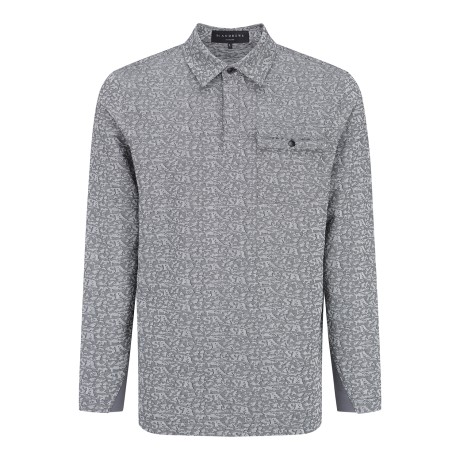 남성 스트라이프 로고 패턴 칼라 긴팔 티셔츠