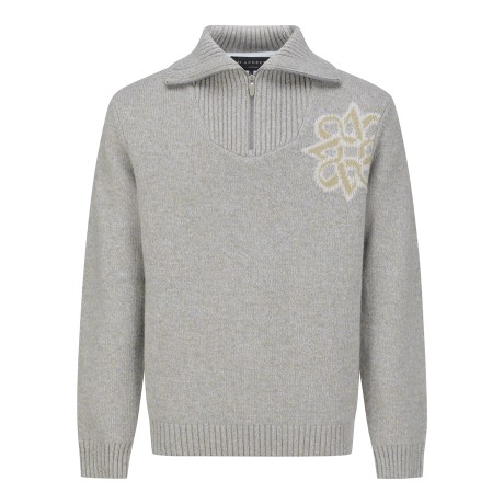 남성 별 심볼 하프집업 와이드 카라 방풍 니트