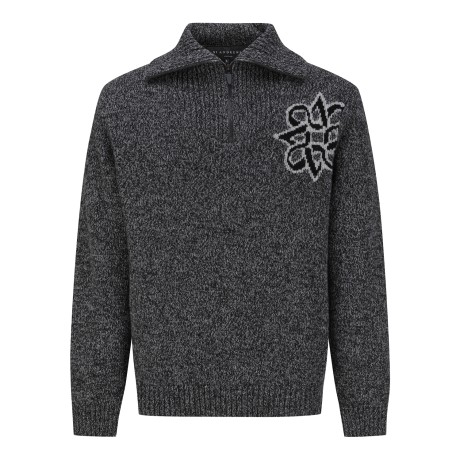 남성 별 심볼 하프집업 와이드 카라 방풍 니트