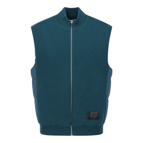 남성 니트 블록 구스 다운 방풍 집업 베스트