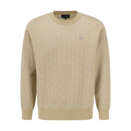 남성 로고 자카드 패턴 긴팔 니트