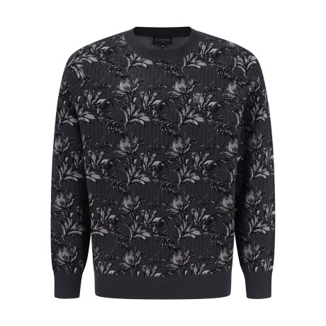남성 플로럴 자카드 라운드 긴팔 니트