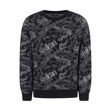 남성 레터링 자카드 크루넥 스웨터