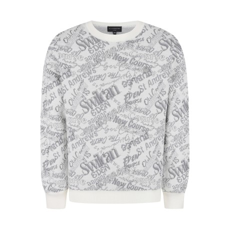 남성 레터링 자카드 크루넥 스웨터