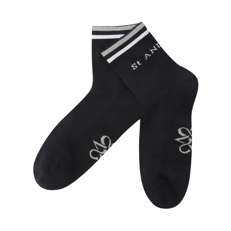 남성 배색라인 로고 중목 양말