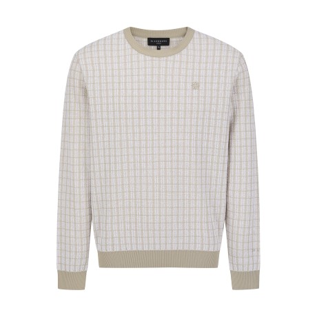남성 체크 조직감 긴팔 니트