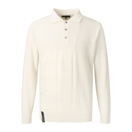 남성 체크 조직감 믹스 칼라 긴팔 니트