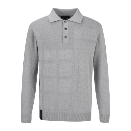 남성 체크 조직감 믹스 칼라 긴팔 니트