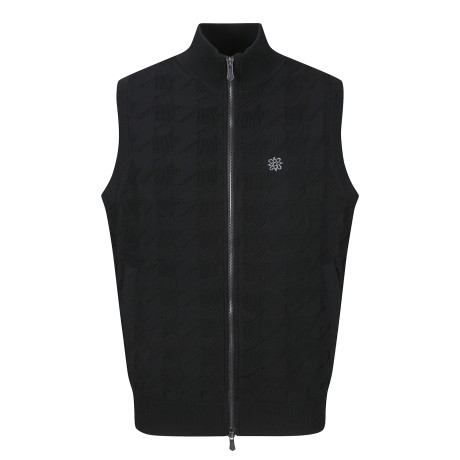 남성 하운드투스 체크 조직감 집업 베스트