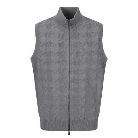 남성 하운드투스 체크 조직감 집업 베스트