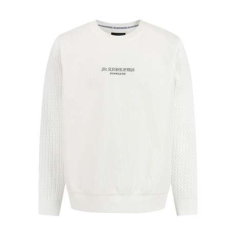 남성 케이블 슬리브 로고 긴팔티셔츠