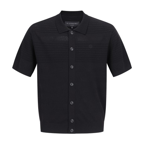 남성 스트라이프 짜임 믹스 반팔 가디건