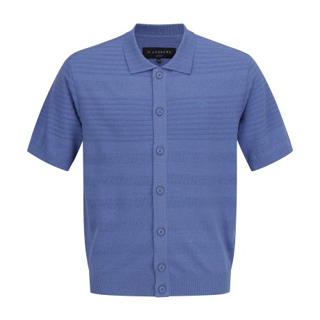 남성 스트라이프 짜임 믹스 반팔 가디건