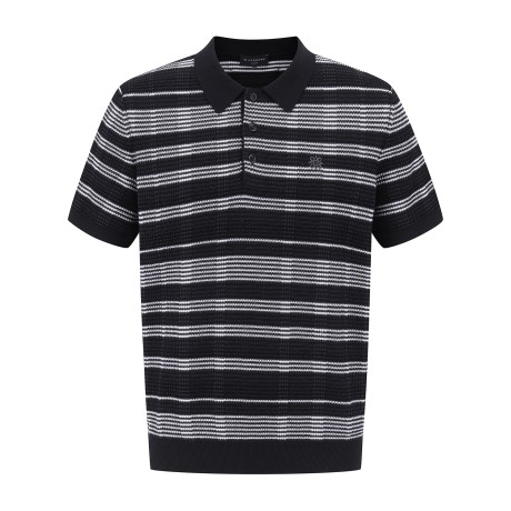 남성 별 심볼 체크 칼라 반팔 니트