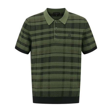 남성 별 심볼 체크 칼라 반팔 니트