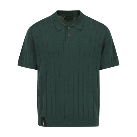 남성 스트라이프 조직감 칼라 반팔 니트