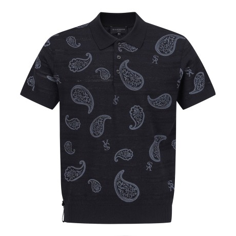 남성 백 우븐 페이즐리 칼라 니트