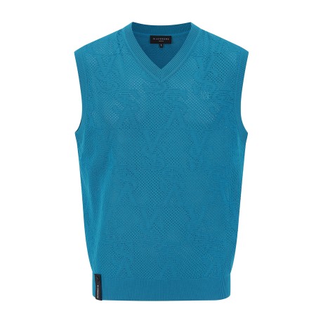 남성 STA 패턴 브이넥 타공 니트 베스트