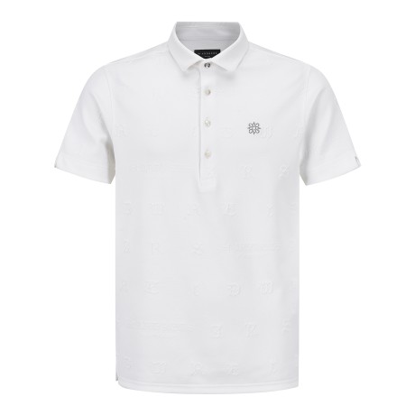 남성 별 심볼 엠보 패턴 칼라 반팔 티셔츠