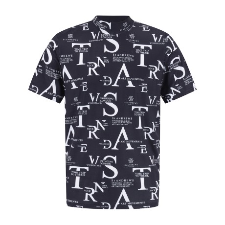 남성 로고 패턴 모크넥 냉감 반팔 티셔츠