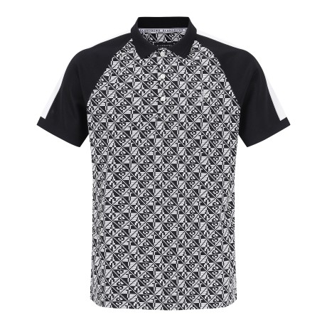 남성 로고 기하학 패턴 래글런 티셔츠