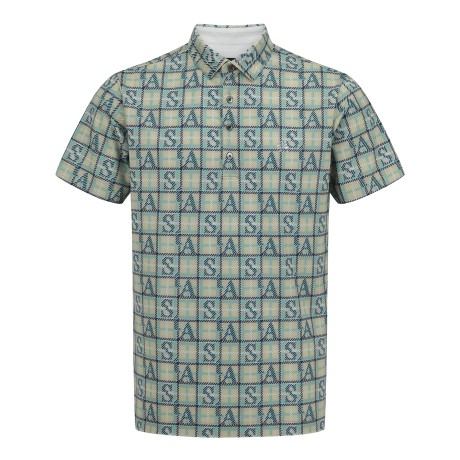 남성 메탈릭 심볼 로고 체크 반팔 티셔츠