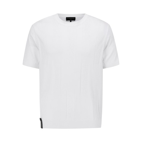 남성 로고 라인 반팔 니트