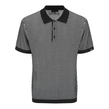 남성 스트라이프 조직감 반팔 니트