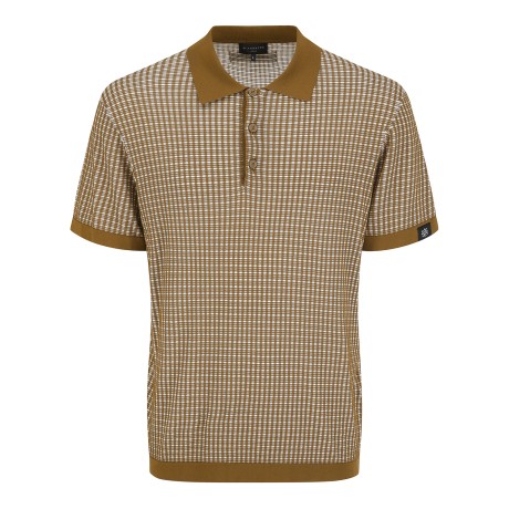 남성 스트라이프 조직감 반팔 니트