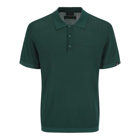 남성 스트라이프 조직감 반팔 니트