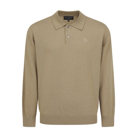 남성 STA 백 로고 솔리드 카라 니트