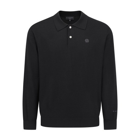 남성 STA 백 로고 솔리드 카라 니트