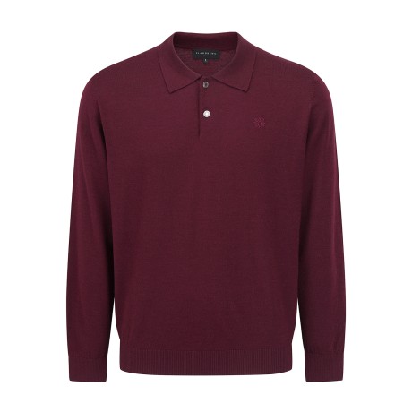 남성 STA 백 로고 솔리드 카라 니트