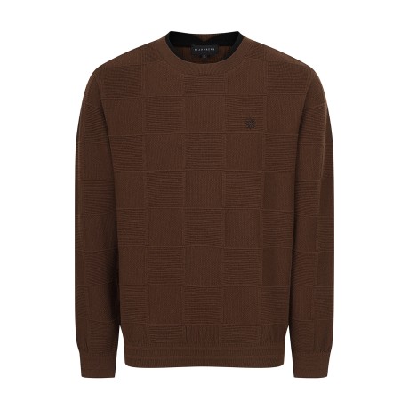 남성 스퀘어 조직감 믹스 레이어드 니트