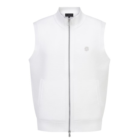 남성 스트라이프 조직감 투웨이 집업 베스트