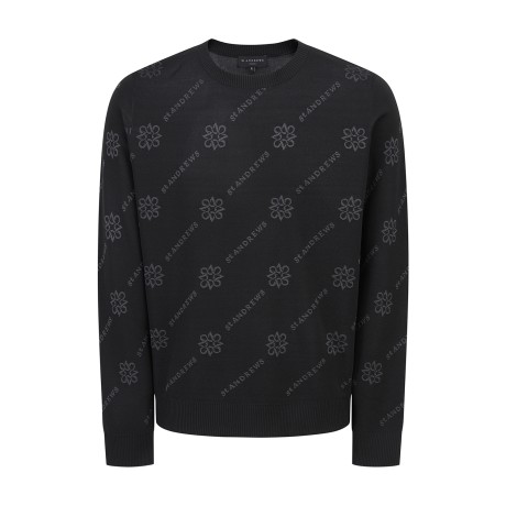 남성 별 심볼 로고 플레이 패턴 긴팔 니트