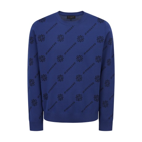 남성 별 심볼 로고 플레이 패턴 긴팔 니트