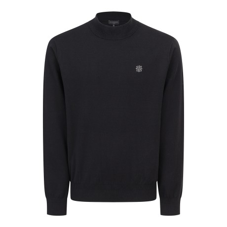 남성 별 심볼 립조직 모크넥 긴팔 니트