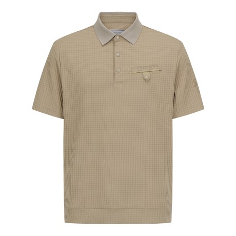 남성 조직감 하프 버튼 카라 반팔 티셔츠