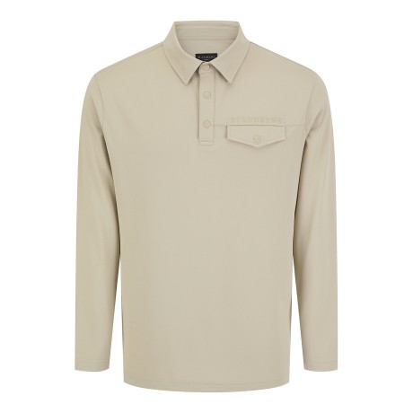 남성 하프 버튼 플랩 포켓 긴팔 티셔츠