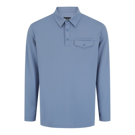 남성 하프 버튼 플랩 포켓 긴팔 티셔츠