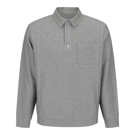 남성 STA 로고 자수 하프 버튼 티셔츠