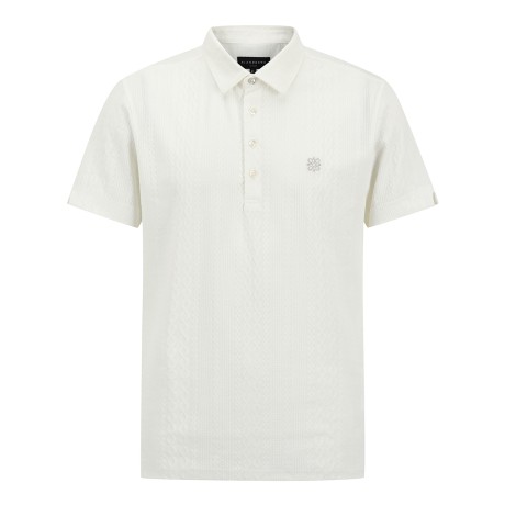 남성 케이블 니트 라이크 카라 반팔 티셔츠