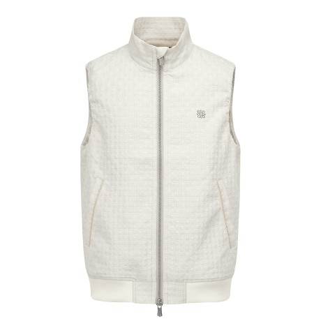 남성 스퀘어 패턴 자가드 점퍼 베스트