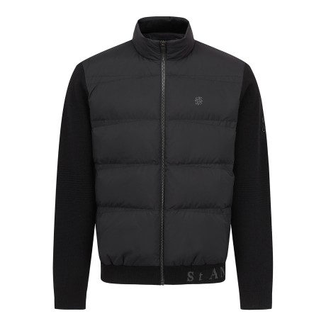 남성 구스 다운 블록 집업 방풍 니트 가디건