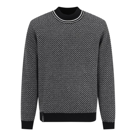 남성 배색 자카드 카라 포인트 방풍 니트